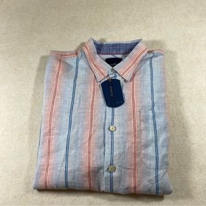 Tommy Bahama Shirt Men’s Large Linen Button Down Striped long sleeve NWT shirt